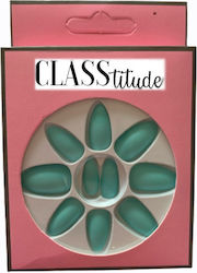 Set 12 Matte Self-adhesive False Nails Mint Green