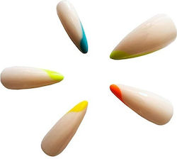 Set 24 Self-adhesive False Nails Stiletto French Neon