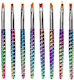 Set 8 Ombre Decoration Brushes Rainbow Handle