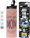 Koupakoupa Mom Heart Stainless Steel Thermos Bottle BPA Free 600ml Pink with Straw and Handle