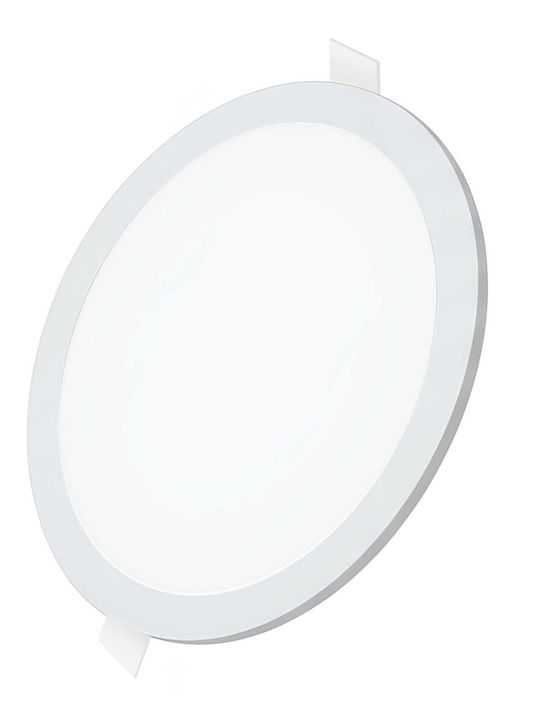 Avizar 18w 22cm Round Recessed Led Panel 3 Adjustable Color Temperatures White