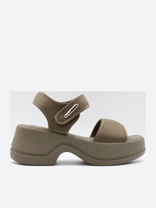 Sweetshoes Γυναικεία Σανδάλια Flatforms Πράσινα