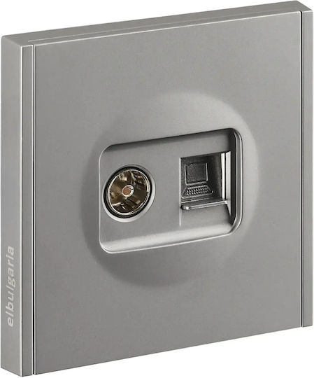Rj45 Cat6a+tv Гнездо Сиво Slim Line Elbulgaria 70520 Gy