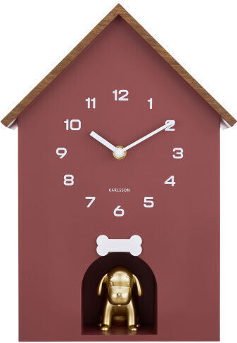 Karlsson Dog House Ρολόι Τοίχου Μπορντό 26.5x11.5cm