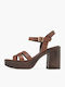 Damen Sandalen Braun Leder