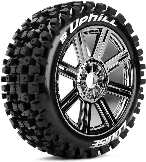 Louise Rc B-uphill 1-8 Buggy Tire Set Mounted Soft Black-chrome Spoke Wheels Hex 17mm L-t3271sbc Louise Rc World