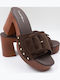 Mules With Heel In Brown Colour