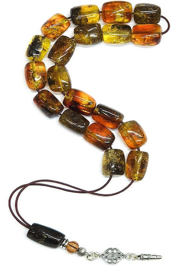 Roloi Komboloi Worry Beads with 19 Amber Beads Length 33cm Multicolour