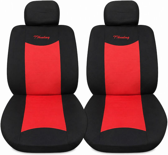 Car Seat Covers Front Universal Set 4 Pieces Pvc & Sponge Red Black Protective