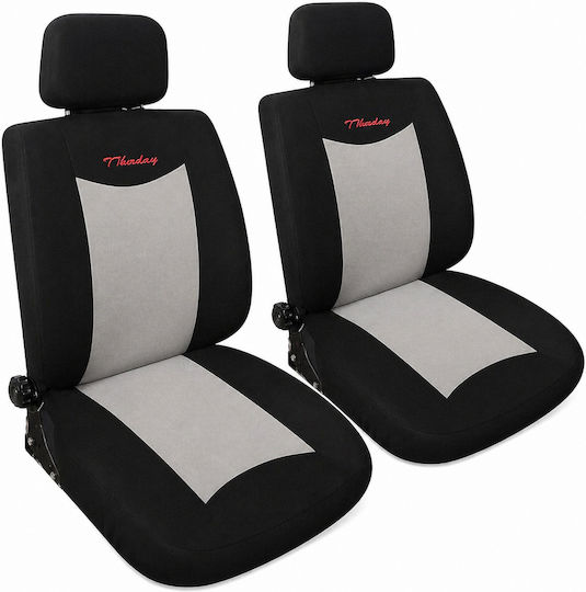Car Seat Covers Front Universal Set 4 Pieces PVC & Sponge Gray Black Protective