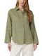 Long Sleeve Women's Linen Shirt Olive