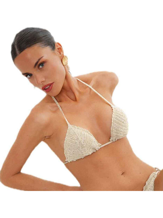 Top Bikini Triunghi Cupe B Bej Auriu