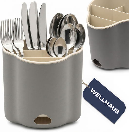 Wellhaus Abtropfgestell für Besteck Grau 17x12x12cm