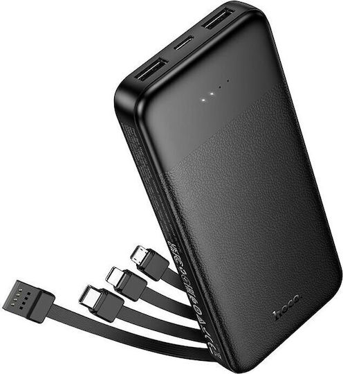 Hoco J163 Външна Батерия 10000mAh 10W с 2 USB-A Изходни Порта Черна