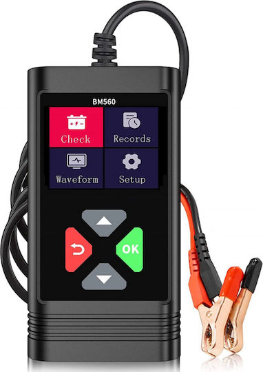 Zola Tester Baterie Auto Ecran Lcd 6-20v 2ah-220ah Baterii Cablu 70 Cm Negru