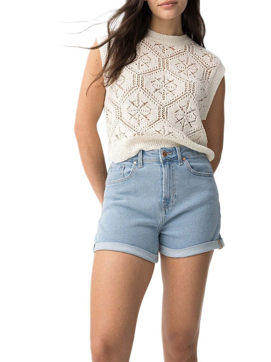 Tiffosi Damen-Jean Hohe Taille Shorts Blau