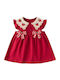 Girls Dress Short Sleeve Knitted Red