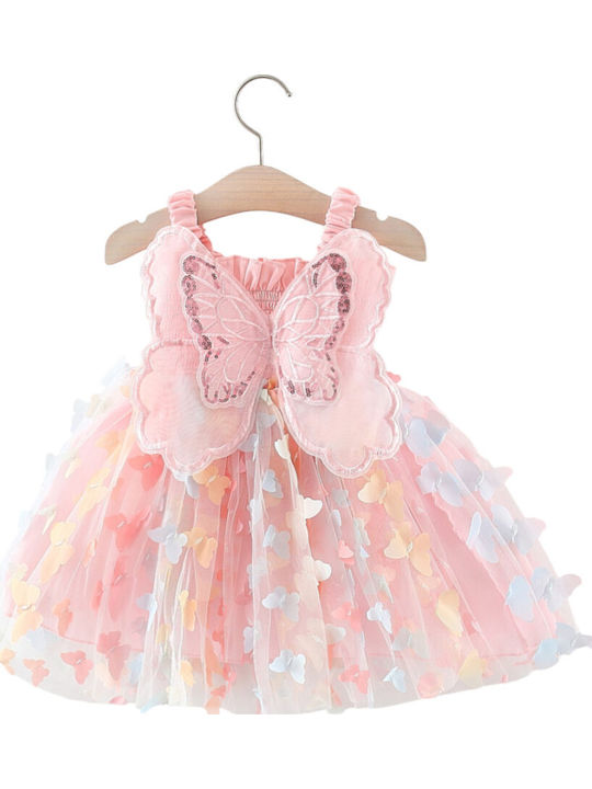 Girls Dress Sleeveless Tulle Pink