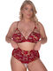 Comfort Lace Underwear Set Bralette with Boxer Burgundy