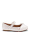 Kids Ballerinas With Hoop & Loop Closure Leather White