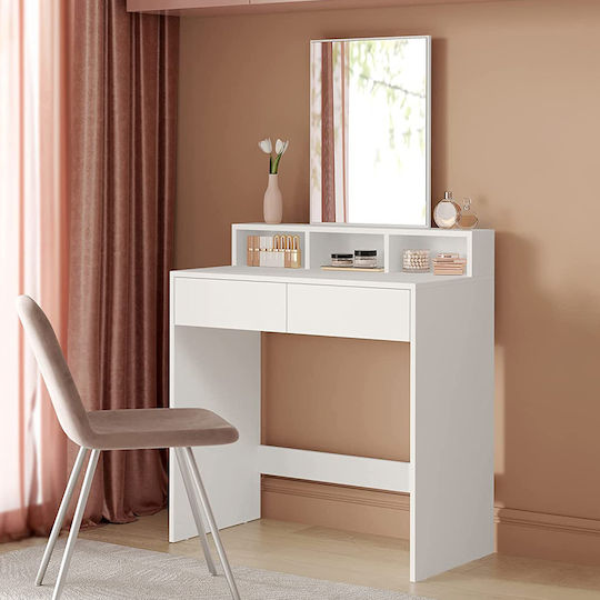 Bodenstehende Schminktisch Schlafzimmer Holz Weiß mit Spiegel 80x40x140cm