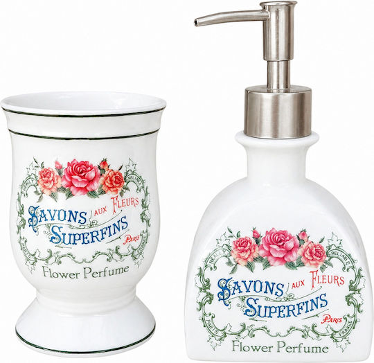 Savons Aux Fleurs Σετ Αξεσουάρ Μπάνιου Πορσελάνινο Λευκό