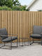 vidaXL Outdoor Chair Metallic Black with Cushion 3 Pieces 35.5x35.5x40cm