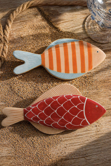 Wooden Multicolored Enamel Fish 25.5cm 25.5x2.5x12cm Orange
