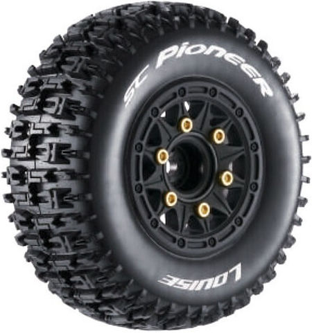 Louise Sc-pioneer Soft Wheel Set On Black Rim Replaceable 12 14 17mm Hex 2 Pcs 1/10 Short-course