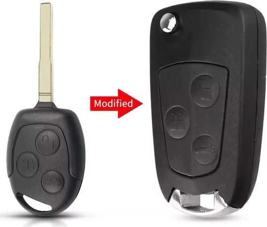 Techstar Autoschlüssel Schutzhülle Umrüstset Klappbar Kompatibilität Ford Focus Mondeo Fiesta Transit 3 Tasten Hu101 Klinge Schwarz – Ohne Elektronik