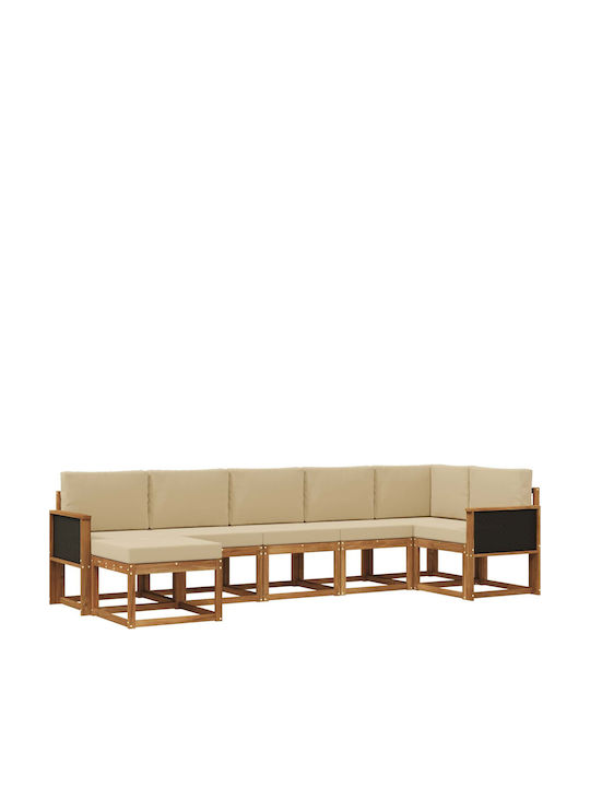 Ecksofa Outdoor Kunststoff mit Kissen 306x128.5...
