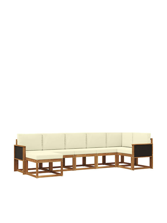 Ecksofa Outdoor Kunststoff mit Kissen 306x128.5...