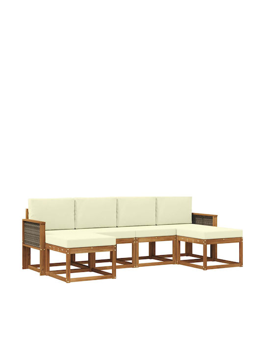 Ecksofa Outdoor Kunststoff mit Kissen 249x122.5...