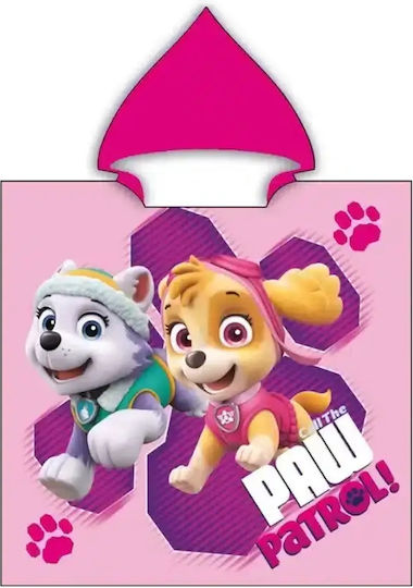 Borea Детско Пончо За Плаж Paw Patrol Розово 110 x 55см