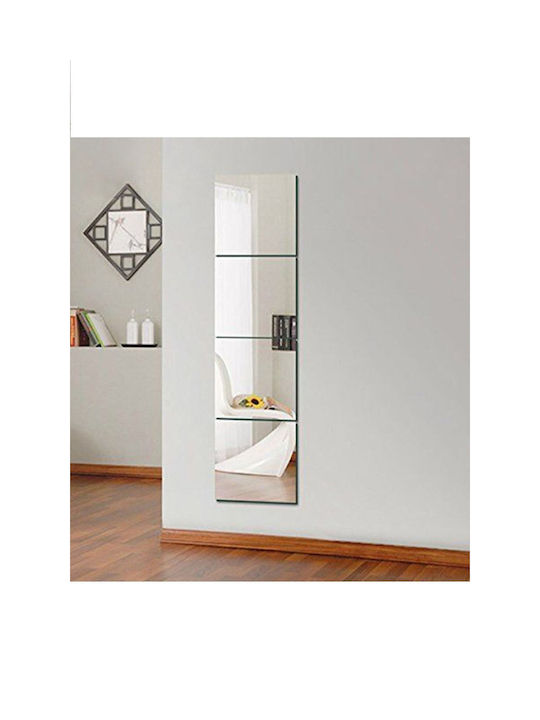 SteweHome Oglindă de Perete cu Ramă din Plastic Argintie 30x30cm 4 Bucăți