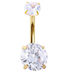Silver And More Belly Button Piercing Earring Gold Plated Steel 1.6mm White