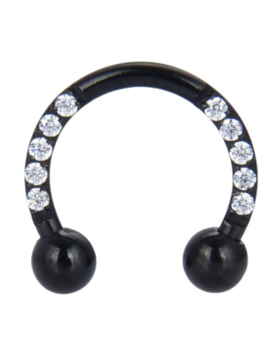 Silver And More Barbell Earring Steel 8 x 3mm Black