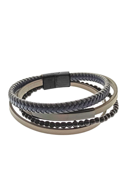 Silver And More Ανδρικό Βραχιόλι από Δέρμα 21cm
