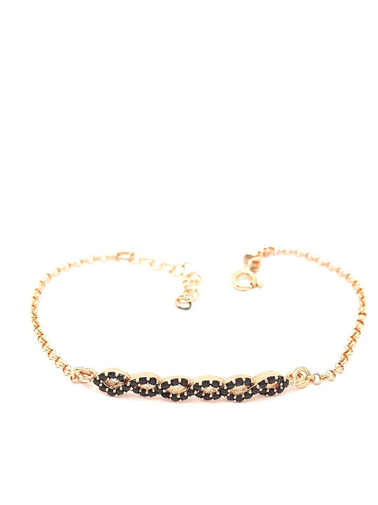 PS Silver Women's Chain Bracelet with Infinity Design Gold Plated Silver with Zircon