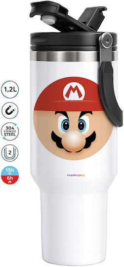 Super Mario Flat Mega Travel Mug Κούπα Ταξιδίου Διπλού Τοιχώματος Θερμός 1,2l