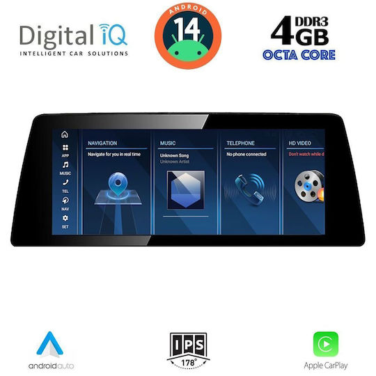 Digital IQ Car Audio System for BMW Series 5 (F10) 2011-2013 (Bluetooth/USB/AUX/WiFi/GPS/Apple CarPlay/Android Auto) with 10.25" Touch Screen