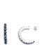PS Silver Silver Hoop Earrings with Blue Stones