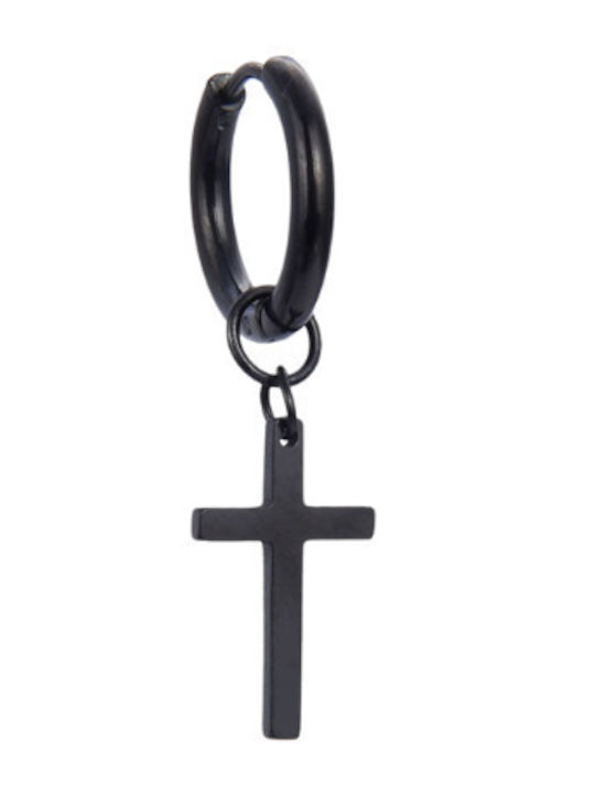 Silver And More Earrings Black Steel Hoops