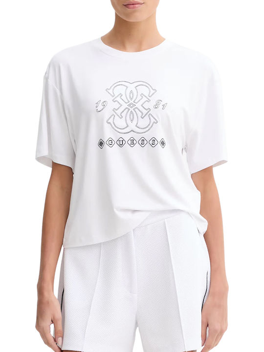 Guess Γυναικεία Μπλούζα Pure White