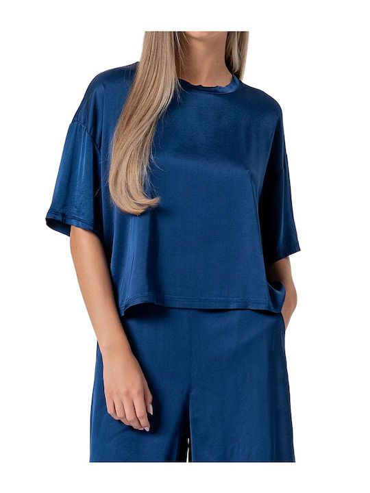 Bluza Damă Mâneci Scurte Albastră