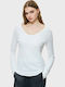 Women's Summer Linen Long Sleeve Blouse White