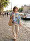 Women's Summer Linen Light Blue Blouse