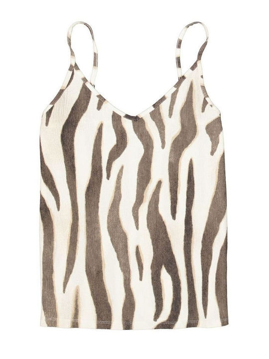 Women's Blouse with Spaghetti Straps & V-Neckline Animal Print Animal Print