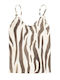 Women's Blouse with Spaghetti Straps & V-Neckline Animal Print Animal Print