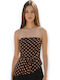 Women's Blouse Strapless Polka Dot Brown